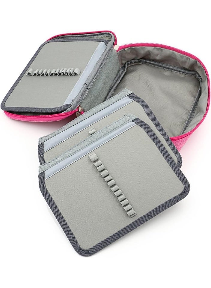 سعة السحاب القلم القلم القلم حالة- متعددة الوظائف القرطاسية القلم حقيبة 72 فتحات ملونة القلم القلم حالة حقائب القلم المحمولة مع 2 الأكمام القابلة للإزالة (الوردي) - Image 2