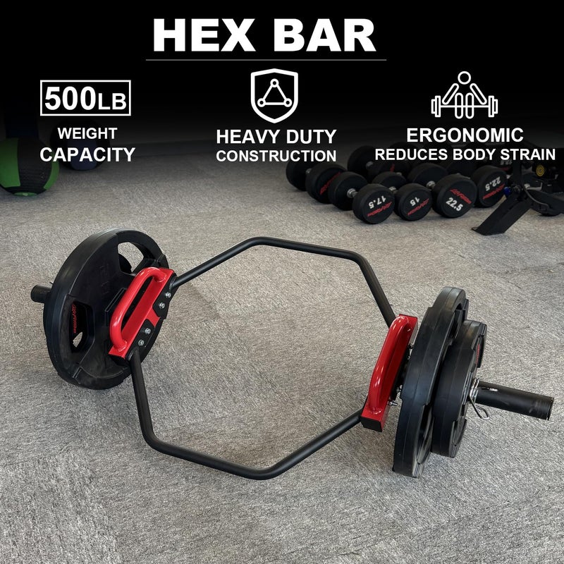 JDGG Olympic Trap Bar, Hex Deadlift Squat Bar for 2" Olympic Barbell, 49" Shrug Bar with Handles, 500Lbs Weight Capacit Suitable Home Gym Equipment Workouts for Beginners,Women,Men - Image 4