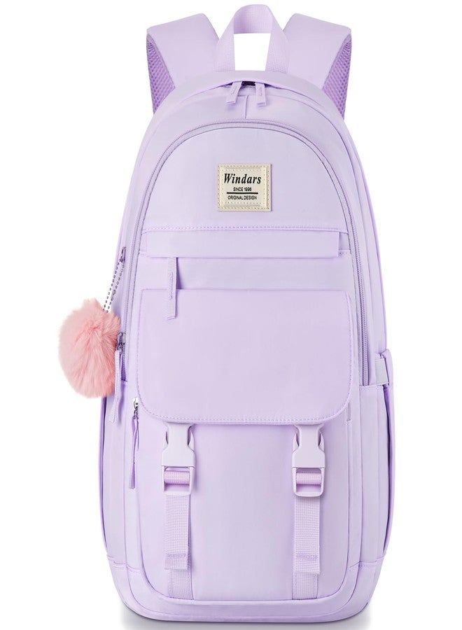 WINDARS School Backpack for Teen Girls, Cute College Backpacks for Women Students Aesthetic Bookbag Large Laptop Bag, Purple, 15.6 inch, Modern - Image 1