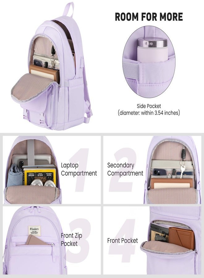 WINDARS School Backpack for Teen Girls, Cute College Backpacks for Women Students Aesthetic Bookbag Large Laptop Bag, Purple, 15.6 inch, Modern - Image 2