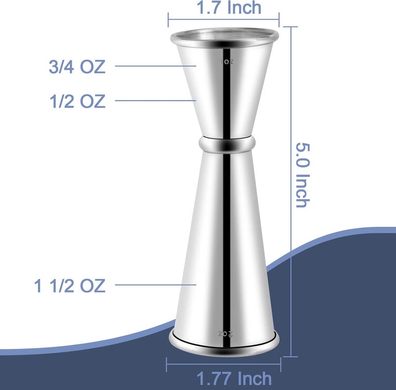 Briout Jigger for Bartending, 2Pcs Double Cocktail Jigger Japanese Premium 304 Food Grade Stainless Steel Jigger 2 OZ 1 OZ with Measurements Inside - Image 3
