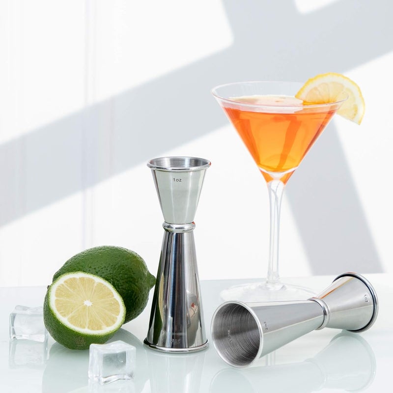 Briout Jigger for Bartending, 2Pcs Double Cocktail Jigger Japanese Premium 304 Food Grade Stainless Steel Jigger 2 OZ 1 OZ with Measurements Inside - Image 5