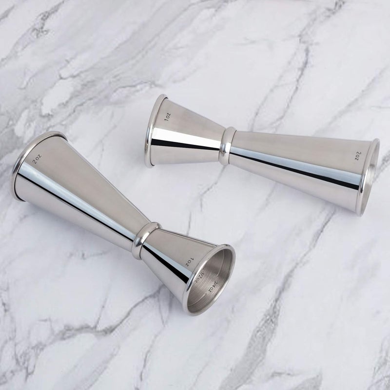 Briout Jigger for Bartending, 2Pcs Double Cocktail Jigger Japanese Premium 304 Food Grade Stainless Steel Jigger 2 OZ 1 OZ with Measurements Inside - Image 4