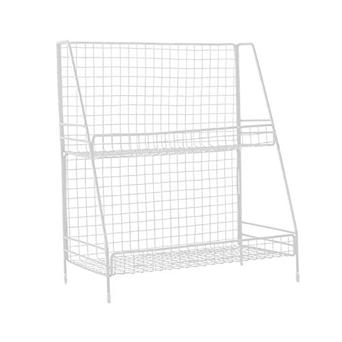 INDIAN DECOR White 2-Tier Metal Wire Basket Storage Organiser Rack for Kitchenware, Bathroom Cans, Foods Spice, Office - Image 2