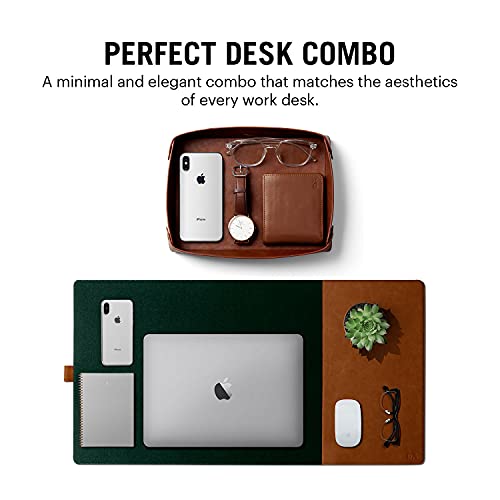 DailyObjects Combo Super Smooth Tan Large Premium Vegan Leather Reversible, Water Resistent Turf Desk Mat | Anti-Skid | Anti-Slip | 85 * 45 cm | Vegan Leather Green-Tan Desk Tray Organiser - Set of 2 - Image 2