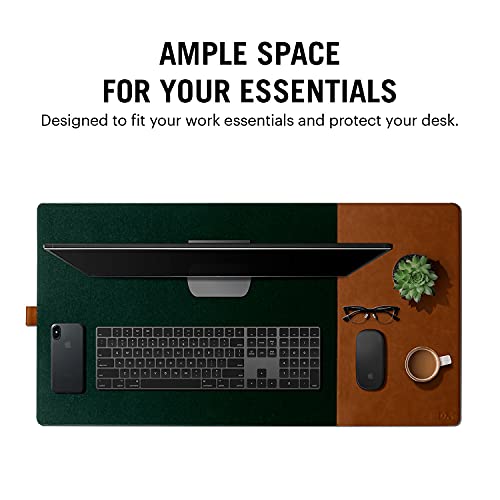 DailyObjects Combo Super Smooth Tan Large Premium Vegan Leather Reversible, Water Resistent Turf Desk Mat | Anti-Skid | Anti-Slip | 85 * 45 cm | Vegan Leather Green-Tan Desk Tray Organiser - Set of 2 - Image 3