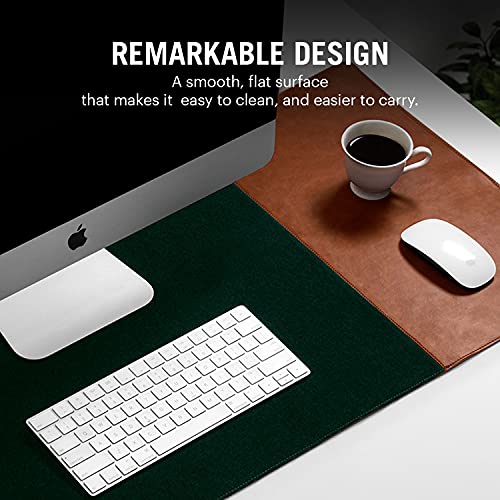 DailyObjects Combo Super Smooth Tan Large Premium Vegan Leather Reversible, Water Resistent Turf Desk Mat | Anti-Skid | Anti-Slip | 85 * 45 cm | Vegan Leather Green-Tan Desk Tray Organiser - Set of 2 - Image 5