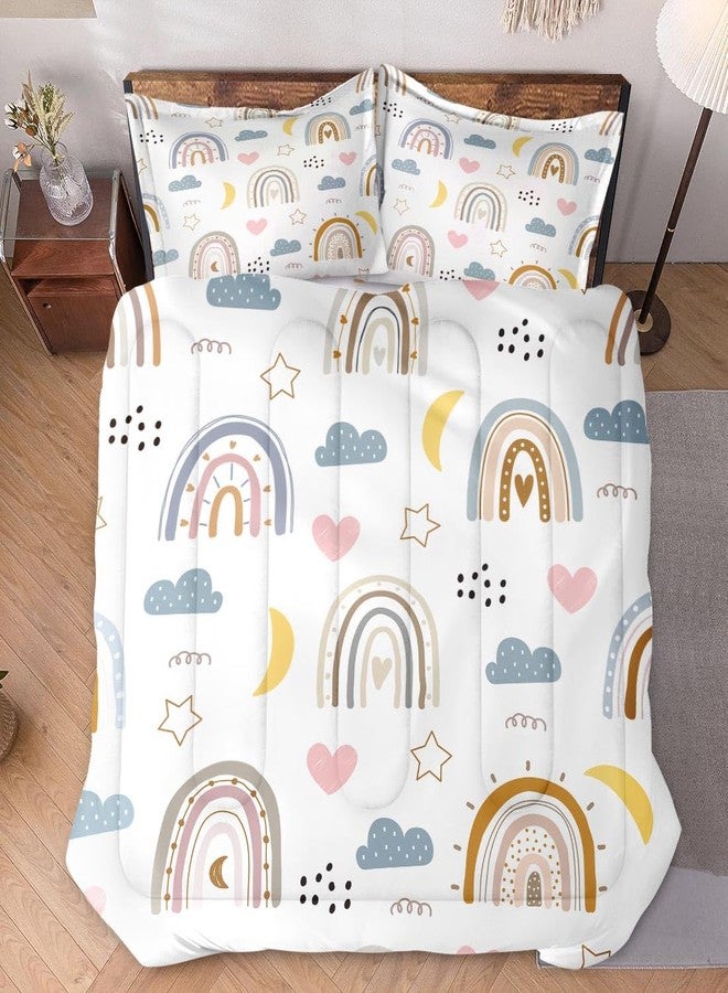 WeCozy Twin Size Comforter Set with Pillowcase, Colorful Cute Rainbow Kids Nursery Soft 2 Pcs Bedding for Kids and Adults Bedroom Bed Decor - Image 2