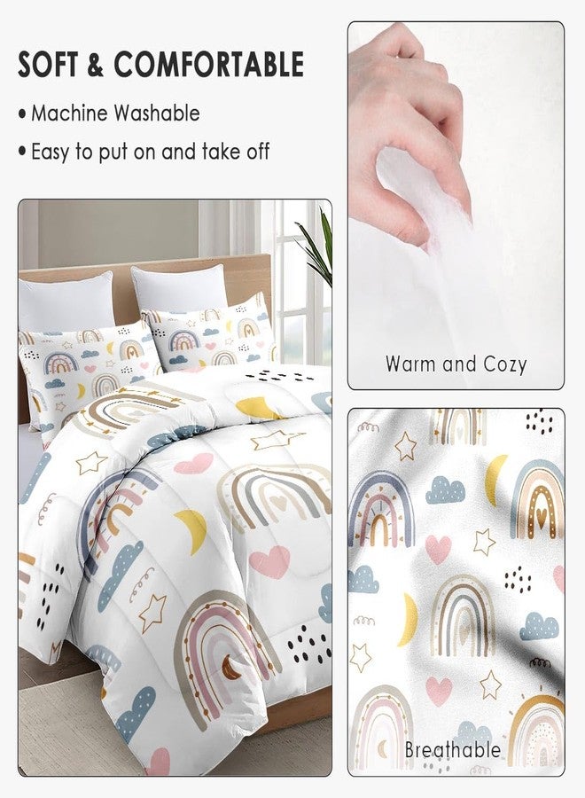WeCozy Twin Size Comforter Set with Pillowcase, Colorful Cute Rainbow Kids Nursery Soft 2 Pcs Bedding for Kids and Adults Bedroom Bed Decor - Image 5