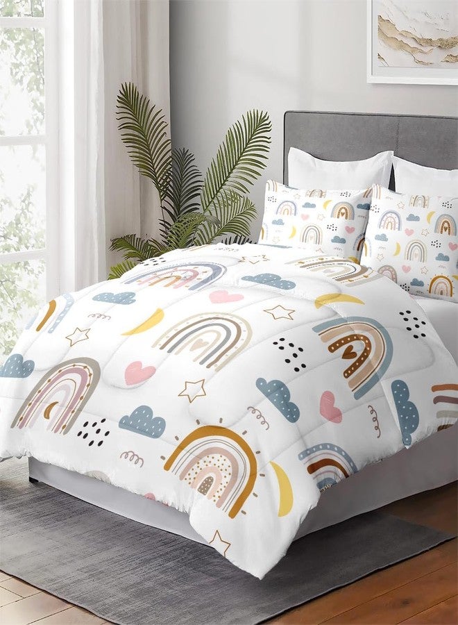 WeCozy Twin Size Comforter Set with Pillowcase, Colorful Cute Rainbow Kids Nursery Soft 2 Pcs Bedding for Kids and Adults Bedroom Bed Decor - Image 4