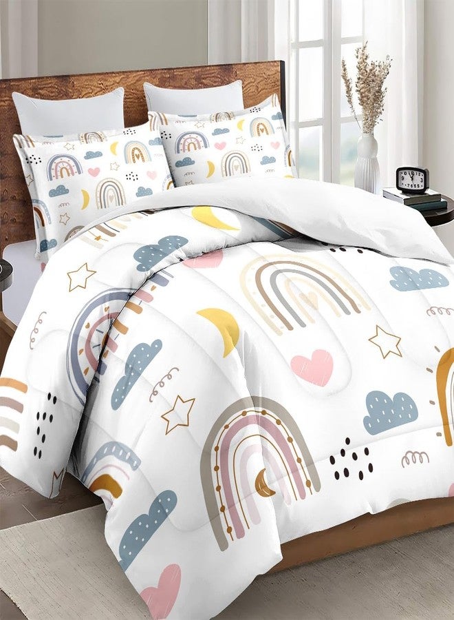 WeCozy Twin Size Comforter Set with Pillowcase, Colorful Cute Rainbow Kids Nursery Soft 2 Pcs Bedding for Kids and Adults Bedroom Bed Decor - Image 3
