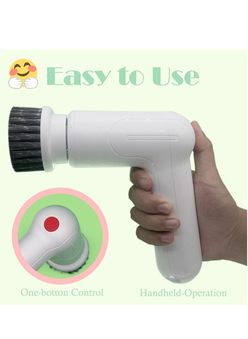 SOLARAE Electric Spin Scrubber, Rechargeable Power Scrubbers, Electric Scrubber for Cleaning Brush, with 7 Replaceable Brushes Heads, for Cleaning Tub/Tile/Floor/Sink/Window (White) - Image 4