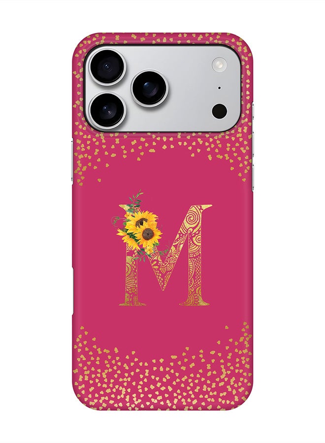 Stylizedd For iPhone 17 Pro Max,Case, [Compatible with MagSafe] Magnetic cover Slim fit Protection Matte, - Custom Floral Monogram - M ( Deep Pink )