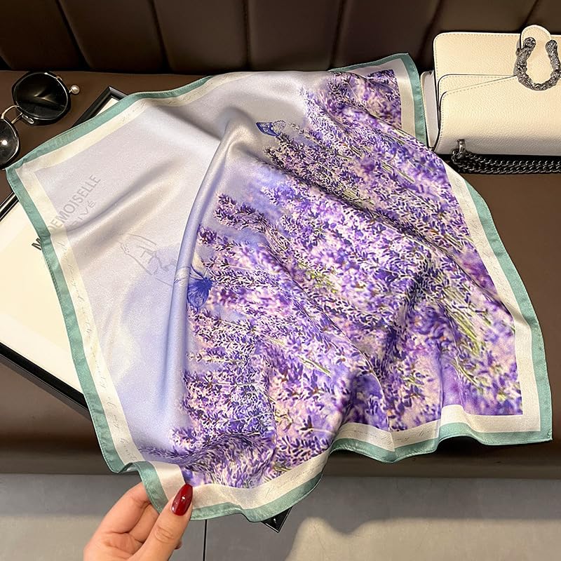MEISEE 100% Mulberry Silk Scarfs Small Square Scarf 21" x 21" Neck Scarf Breathable Lightweight for Women Gift Packed-Purple Lavender - Image 4