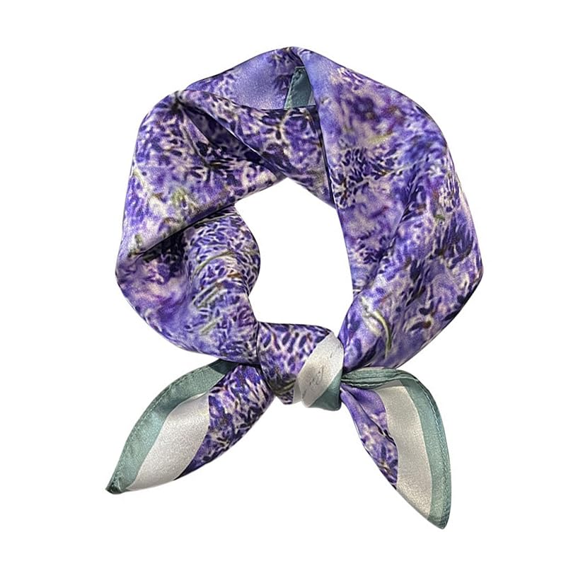 MEISEE 100% Mulberry Silk Scarfs Small Square Scarf 21" x 21" Neck Scarf Breathable Lightweight for Women Gift Packed-Purple Lavender - Image 1