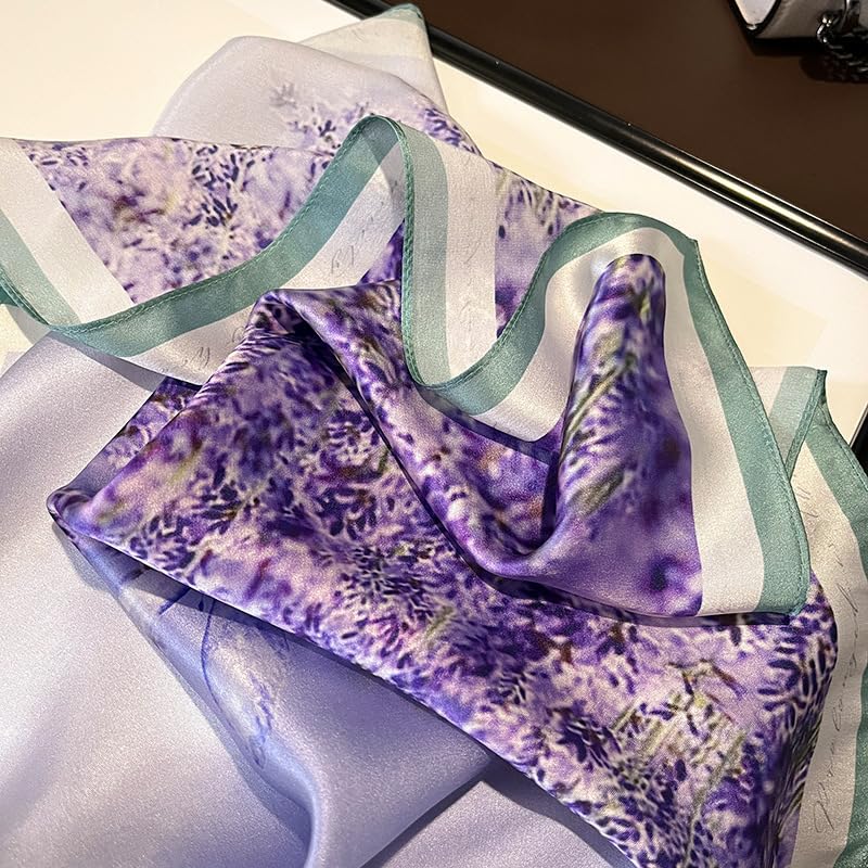 MEISEE 100% Mulberry Silk Scarfs Small Square Scarf 21" x 21" Neck Scarf Breathable Lightweight for Women Gift Packed-Purple Lavender - Image 3
