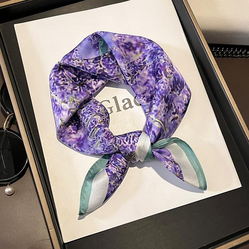 MEISEE 100% Mulberry Silk Scarfs Small Square Scarf 21" x 21" Neck Scarf Breathable Lightweight for Women Gift Packed-Purple Lavender - Image 5