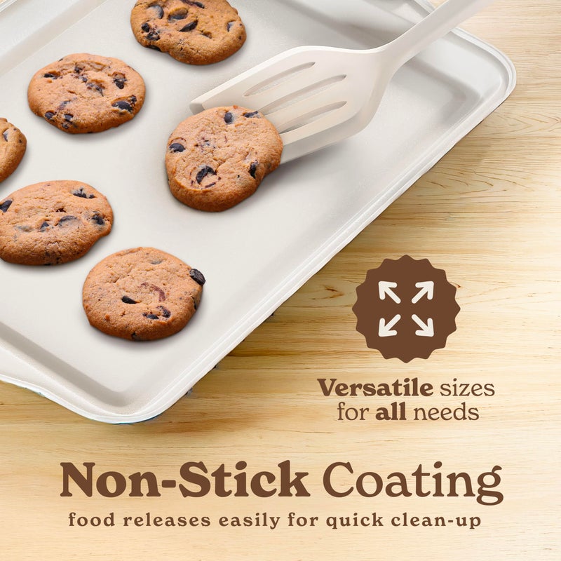 Country Kitchen Nonstick Stackable Bakeware Set - Durable, Easy Release Baking Set, Cream, 14 Pcs - Image 4