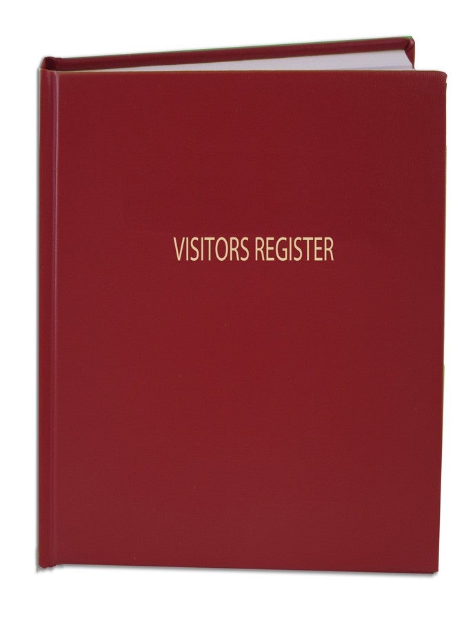 BookFactory Visitor Log Book/Visitors Register Sign-in Logbook - 120 Pages, 8 7/8'' x 7'' - Red Cover, Section Sewn Hardbound (Made in USA) - Image 1