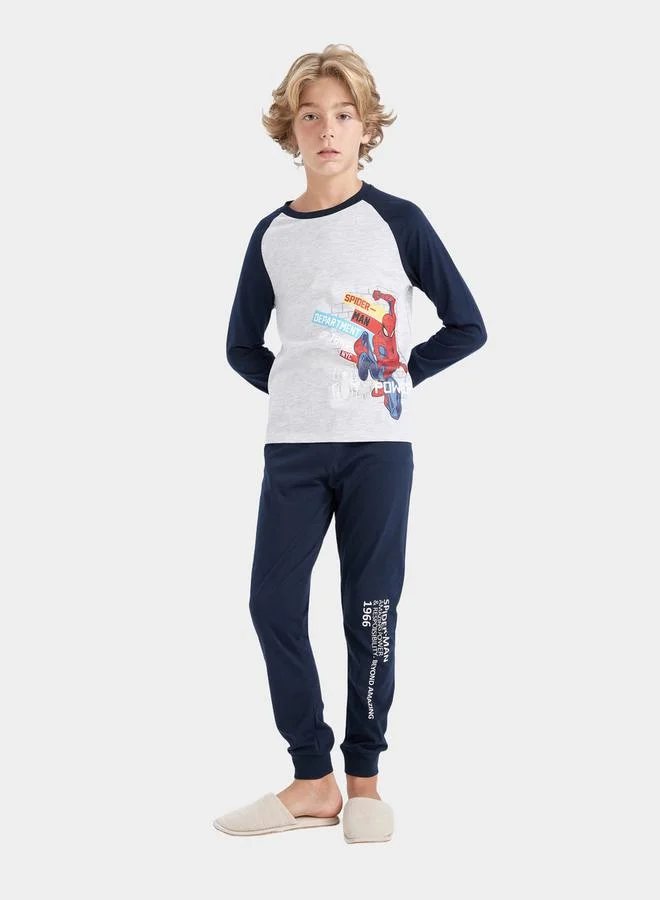 DeFacto Spiderman Print Long Sleeves T-Shirt & Pyjama Set by Styli
