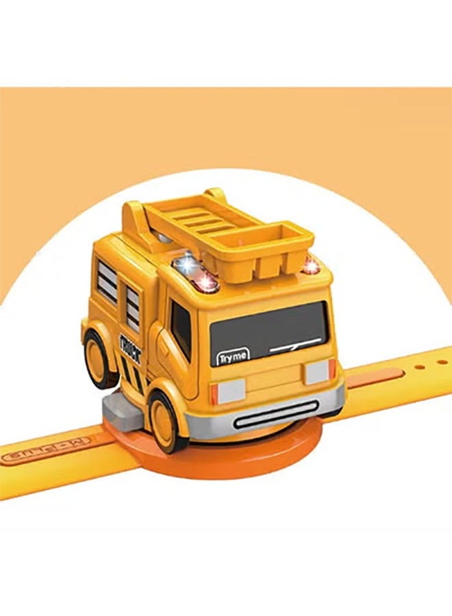 YelaJoy Children's Watch Toy Rally Car Mini Cartoon Car Electronic Watch Watch Race Boys Girls Gift (Yellow)  - Image 1