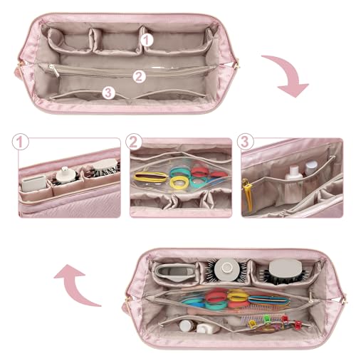 Fasrom Travel Case Compatible with Shark Flexstyle Hair Dryer, Wide-open Hair Tools Bag Compatible with Dyson Airwrap Attachments Storage for Women Travel Essentials, Pink (Patent Design, Bag Only) - Image 3