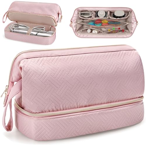 Fasrom Travel Case Compatible with Shark Flexstyle Hair Dryer, Wide-open Hair Tools Bag Compatible with Dyson Airwrap Attachments Storage for Women Travel Essentials, Pink (Patent Design, Bag Only) - Image 1