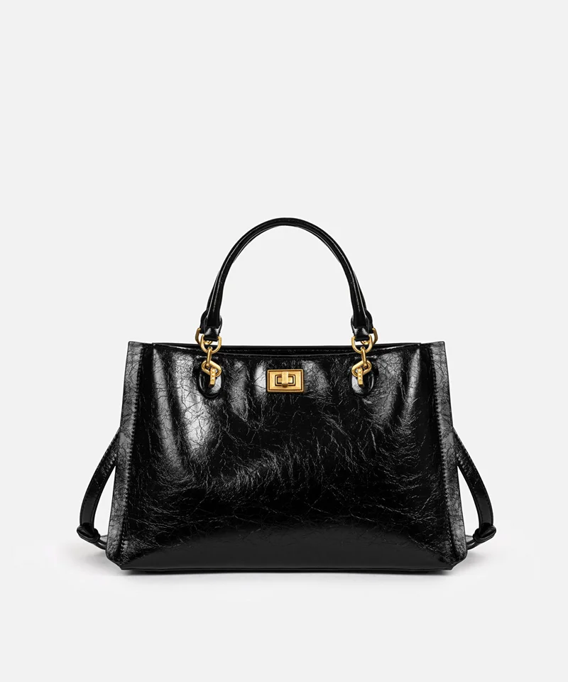ابيكول Textured Leather-Effect Double-Strap Bag