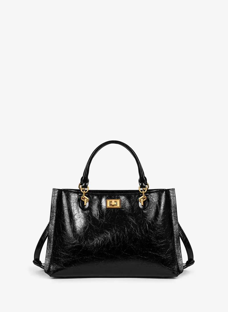 ابيكول Textured Leather-Effect Double-Strap Bag