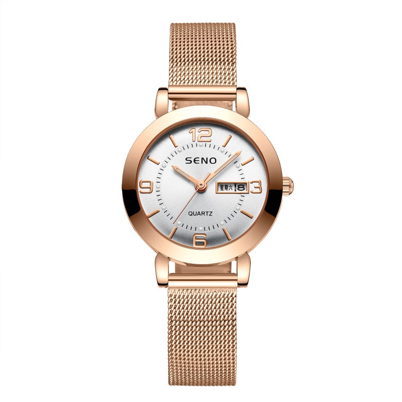 Hot-Selling Women's Quartz Watch with Luminous Display, Waterproof and Dual Calendar