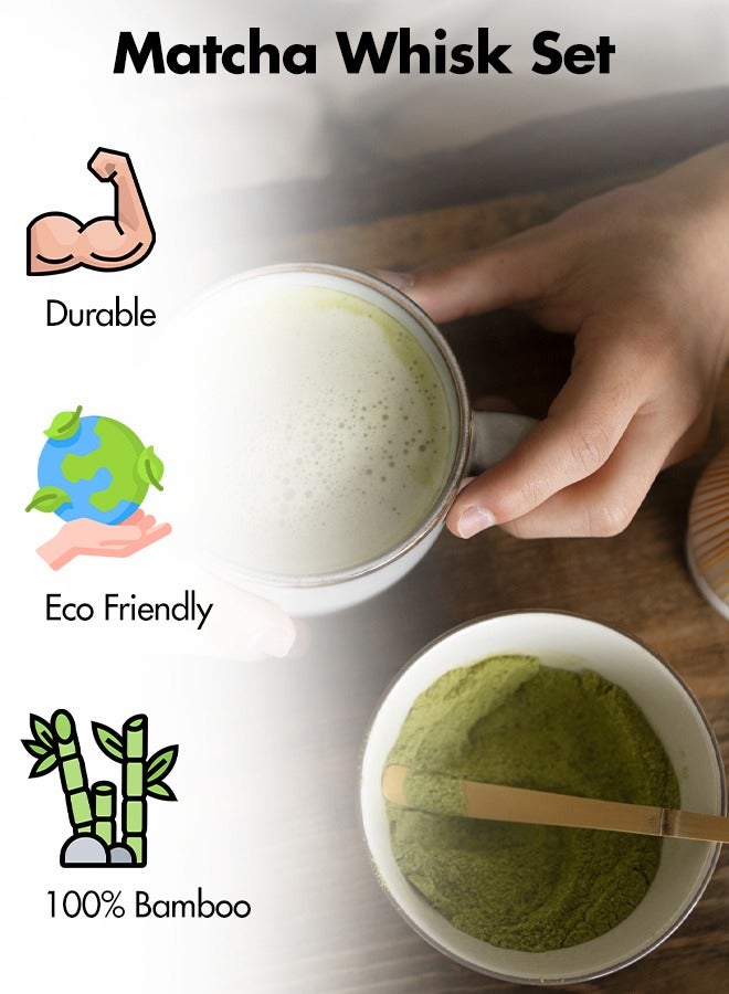  متجر جليكسن طقم شاي ماتشا ياباني فاخر – وعاء سيراميك بصنبور، مضرب وخاشوقة من الخيزران | طقم هدية ماتشا تقليدي - Image 1