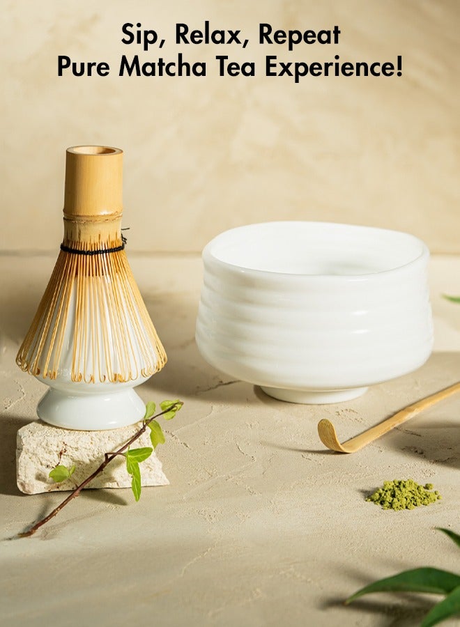  متجر جليكسن طقم شاي ماتشا ياباني فاخر – وعاء سيراميك بصنبور، مضرب وخاشوقة من الخيزران | طقم هدية ماتشا تقليدي - Image 5