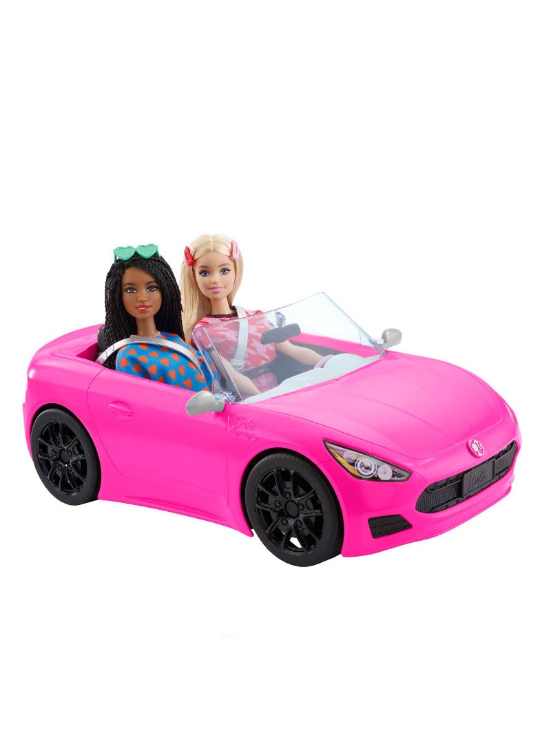 AROAQ Barbie Convertible 2 Seater Vehicle Pink Car With Rolling Wheels Realistic Details Gift For 3 Year Plus Kids - Image 5