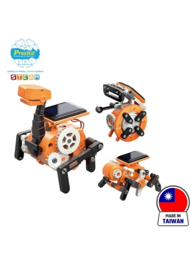 بروس كيت مجموعة روبوتات تعليمية تعمل بالطاقة الشمسية من Pro’sKit GE-619 8 في 1 - مجموعة بناء روبوتات تعمل بالطاقة الشمسية للأطفال من 8 إلى 12 عامًا (بدون بطاريات) - Image 1