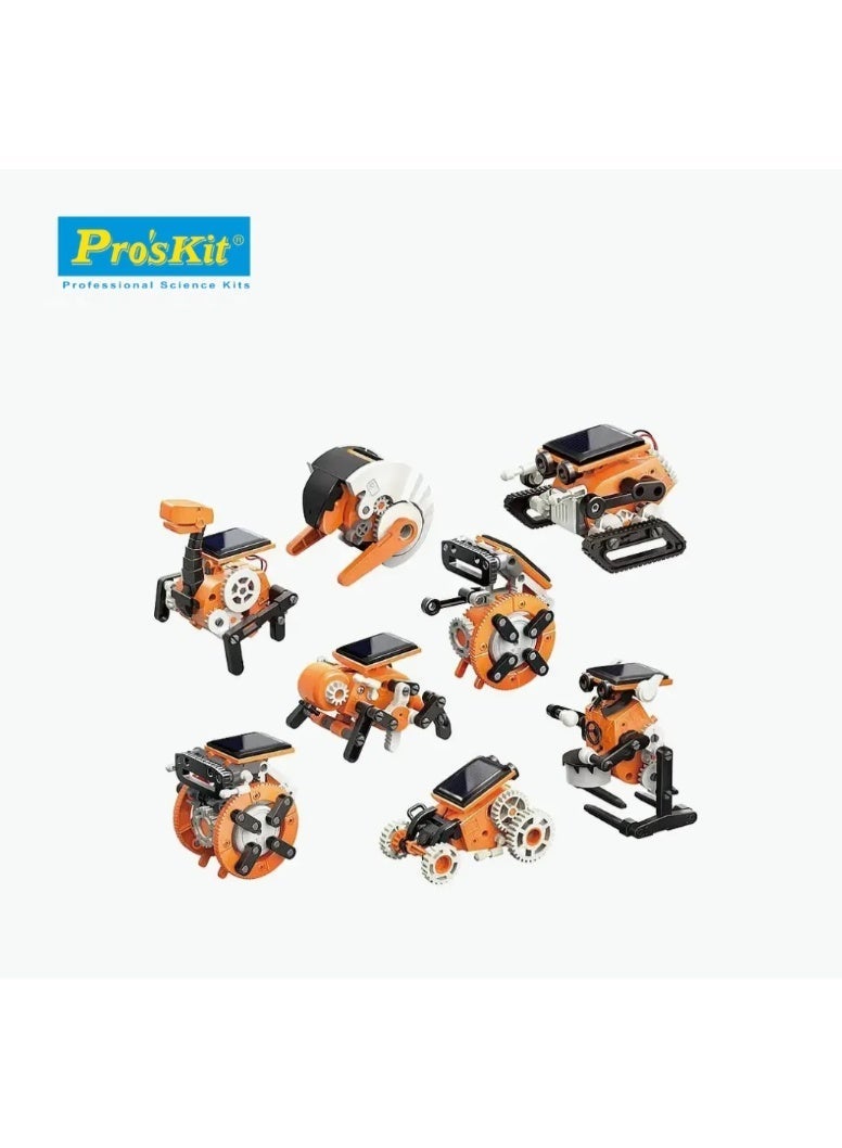 بروس كيت مجموعة روبوتات تعليمية تعمل بالطاقة الشمسية من Pro’sKit GE-619 8 في 1 - مجموعة بناء روبوتات تعمل بالطاقة الشمسية للأطفال من 8 إلى 12 عامًا (بدون بطاريات) - Image 2