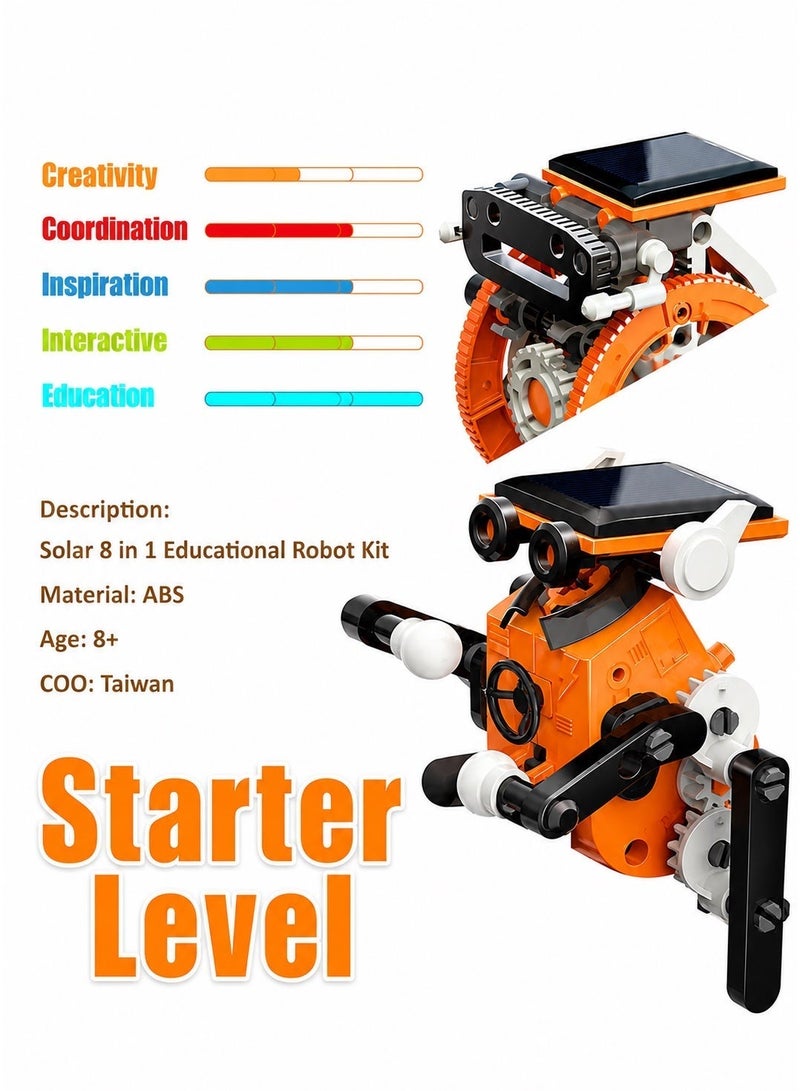 Pro'skit Pro’sKit GE-619 8-in-1 Solar Educational Robot Kit – DIY STEM Solar-Powered Robot Building Set for Kids 8–12 (Battery-Free) Headlight Gift - Image 3