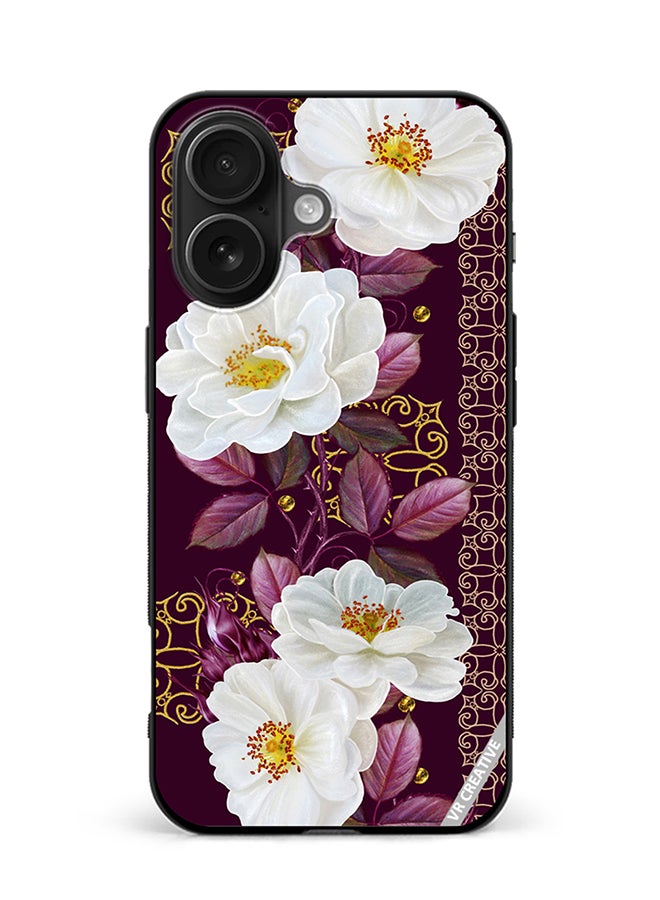 VR CREATIVE Protective Case Cover For Apple iPhone 16 Vertical Floral Border Pattern Design Multicolour