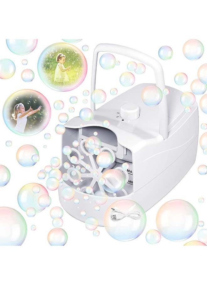 L&E Bubble Machine Automatic Bubble Blower, 10000+ Bubbles Per Minute with 2 Speeds, 8 Wands Bubble Maker, Plug-in or Batteries Bubbles Summer Toys for Outdoor Indoor Party Birthday  - Image 1
