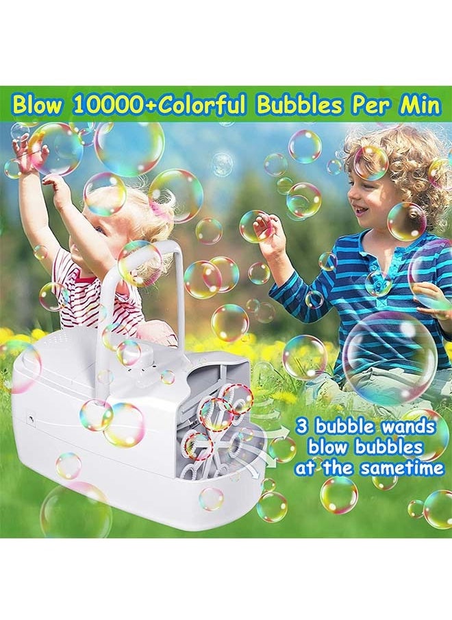 L&E Bubble Machine Automatic Bubble Blower, 10000+ Bubbles Per Minute with 2 Speeds, 8 Wands Bubble Maker, Plug-in or Batteries Bubbles Summer Toys for Outdoor Indoor Party Birthday  - Image 2