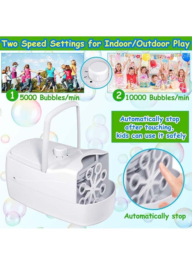 L&E Bubble Machine Automatic Bubble Blower, 10000+ Bubbles Per Minute with 2 Speeds, 8 Wands Bubble Maker, Plug-in or Batteries Bubbles Summer Toys for Outdoor Indoor Party Birthday  - Image 3