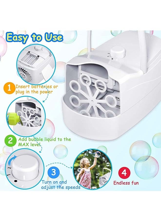 L&E Bubble Machine Automatic Bubble Blower, 10000+ Bubbles Per Minute with 2 Speeds, 8 Wands Bubble Maker, Plug-in or Batteries Bubbles Summer Toys for Outdoor Indoor Party Birthday  - Image 5