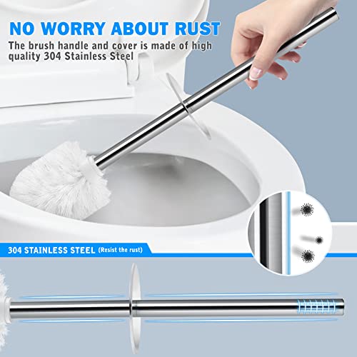 Wsedor Toilet Brush and Holder, 2 Pack Toilet Brush with 304 Stainless Steel Long Handle, Toilet Bowl Brush for Bathroom Toilet-Ergonomic, Elegant,Durable (White) - Image 4