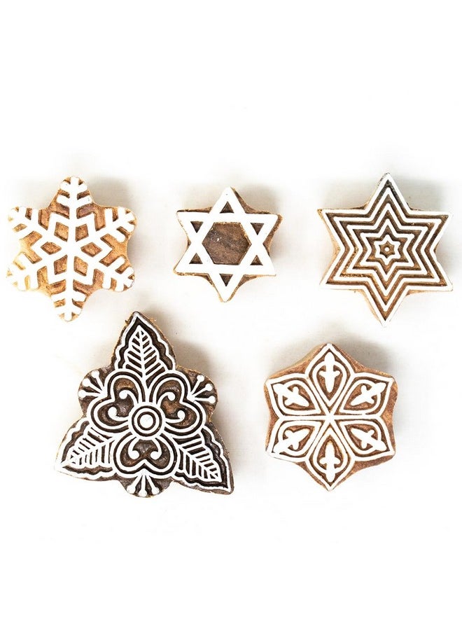 Hashcart Hashcart | Set of 5 | Wooden Stamp Block, Printing Stamp Design Set | Block for Printing Saree Border | Dresses, Craft Card Making, Scrapbook, Clay Pottery  - Image 2
