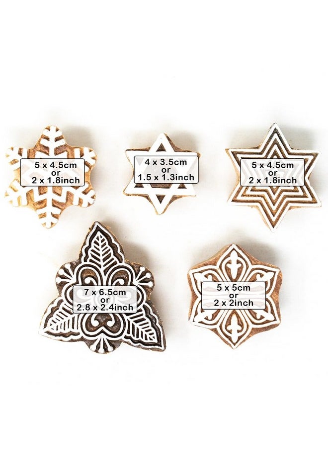 Hashcart Hashcart | Set of 5 | Wooden Stamp Block, Printing Stamp Design Set | Block for Printing Saree Border | Dresses, Craft Card Making, Scrapbook, Clay Pottery  - Image 4
