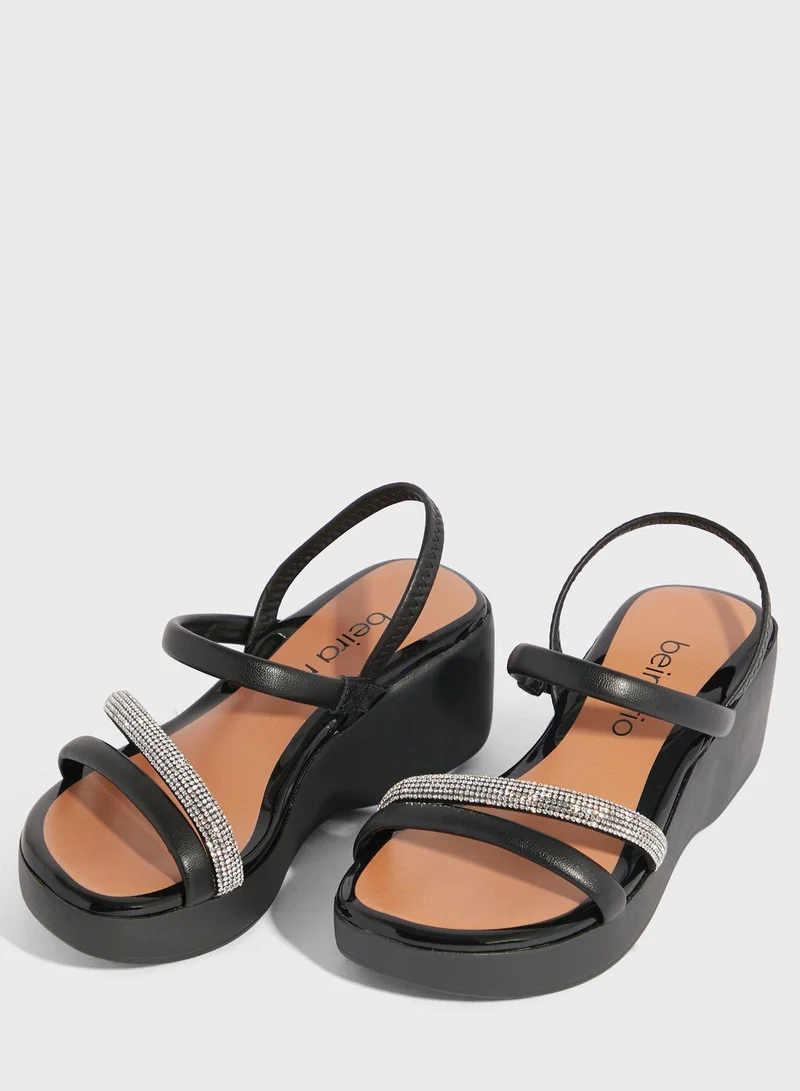 Beira Rio Valerie Ankle Strap Wedge High Heel Sandals