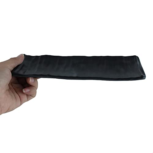 VRCT Set of 1 Melamine Long Flat Self Design Rectangular Black Serving Slate Platter Decorative Food Tray for Snacks Dosa Egg Chips Spring Roll Starters Kitchen Party Cafe etc - Image 2