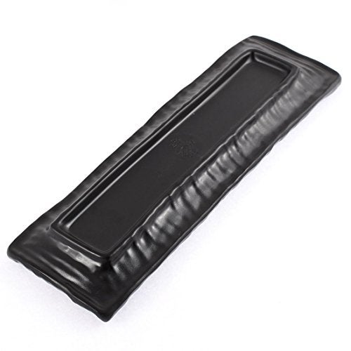 VRCT Set of 1 Melamine Long Flat Self Design Rectangular Black Serving Slate Platter Decorative Food Tray for Snacks Dosa Egg Chips Spring Roll Starters Kitchen Party Cafe etc - Image 3