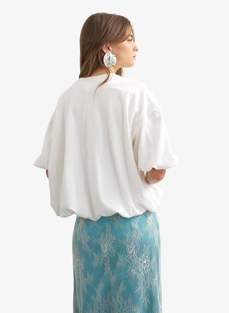 TOPSHOP Knitted Bobble Hem T-shirt With A Closed Neckline - Image 2