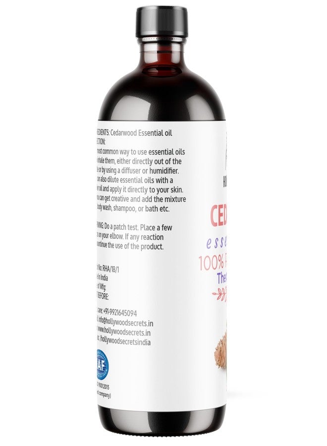 Hollywood Secrets Pure Cedarwood Essential Oil Therapeutic Grade 100ml - Image 2