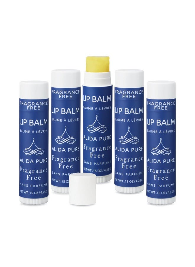 ALIDA PURE - Fragrance Free Lip Balm Vegan Unscented No Flavor Beeswax Free Natural Organic Jojoba Oil Avocado Oil Candelilla Wax And Vitamin E For Dry Chapped Or Cracked Lips 5 Tube Set - Image 1